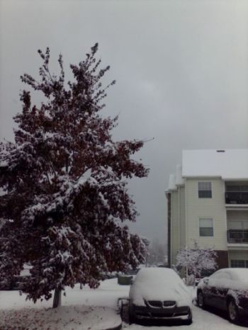 アパート内の雪の風景